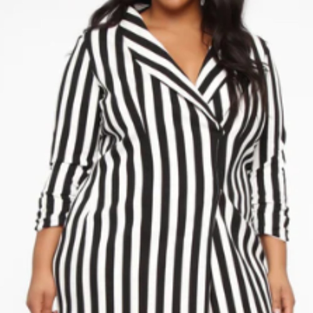 Fashion Nova Plus Striped Blazer Dress - 1X